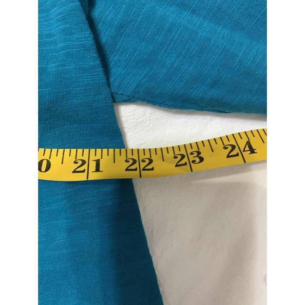J Jill Tunic Top XlL 100% Cotton Teal Blue Long sleeve Button Front Coastal - Picture 3 of 9
